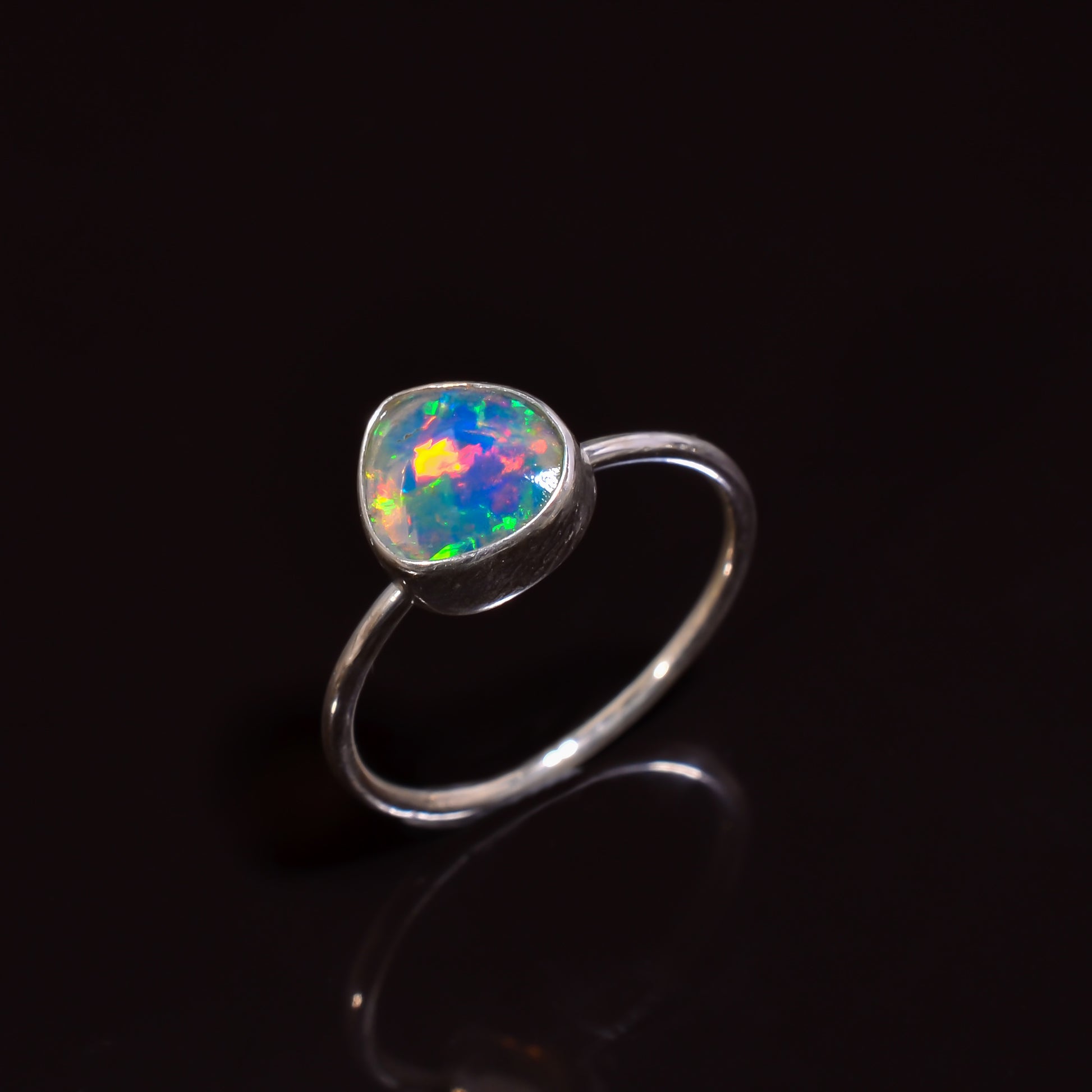 Handpicked Natural White Raw Ethiopian Opal Ring for Women 