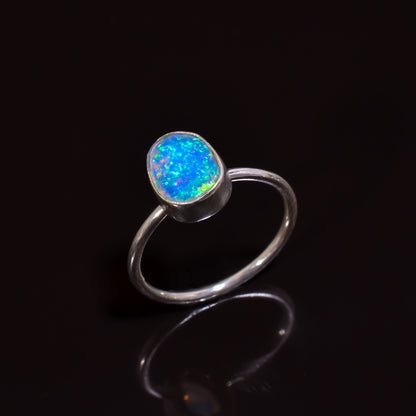 Luxurious sterling silver ring showcasing a top-grade natural White Ethiopian opal