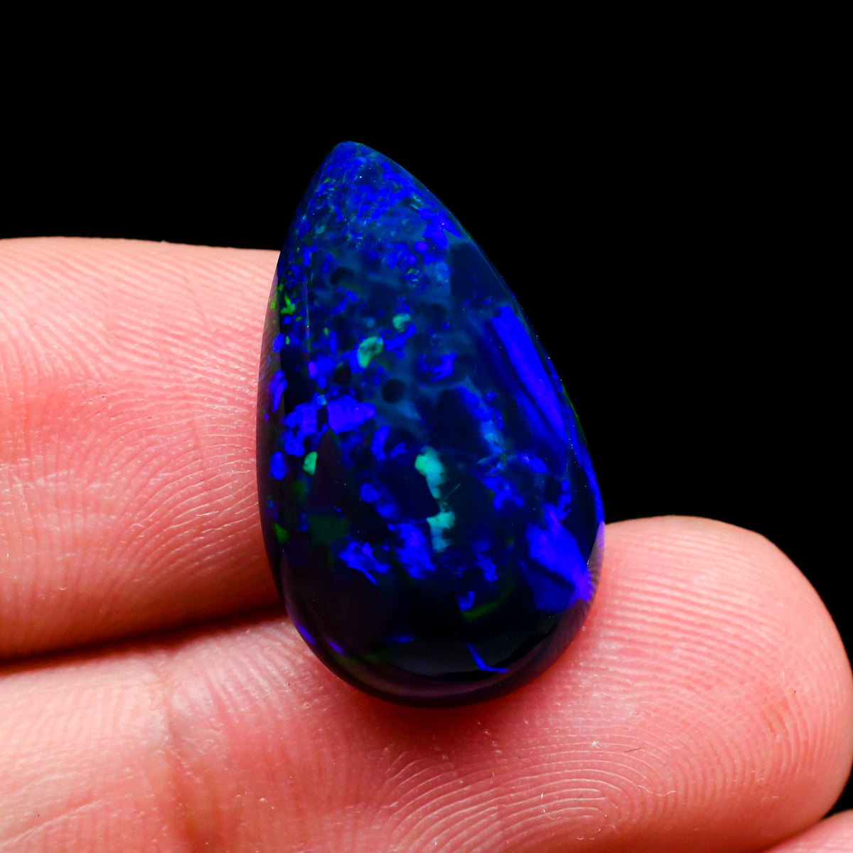 Black Opal Gem Pear Cabochon Loose Gemstone - photo 3