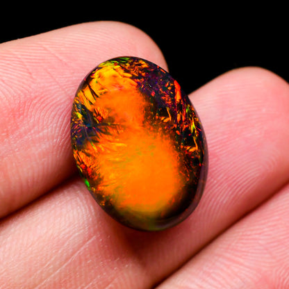 Black Opalescent Stone Oval Cabochon Loose Gemstone - photo 3