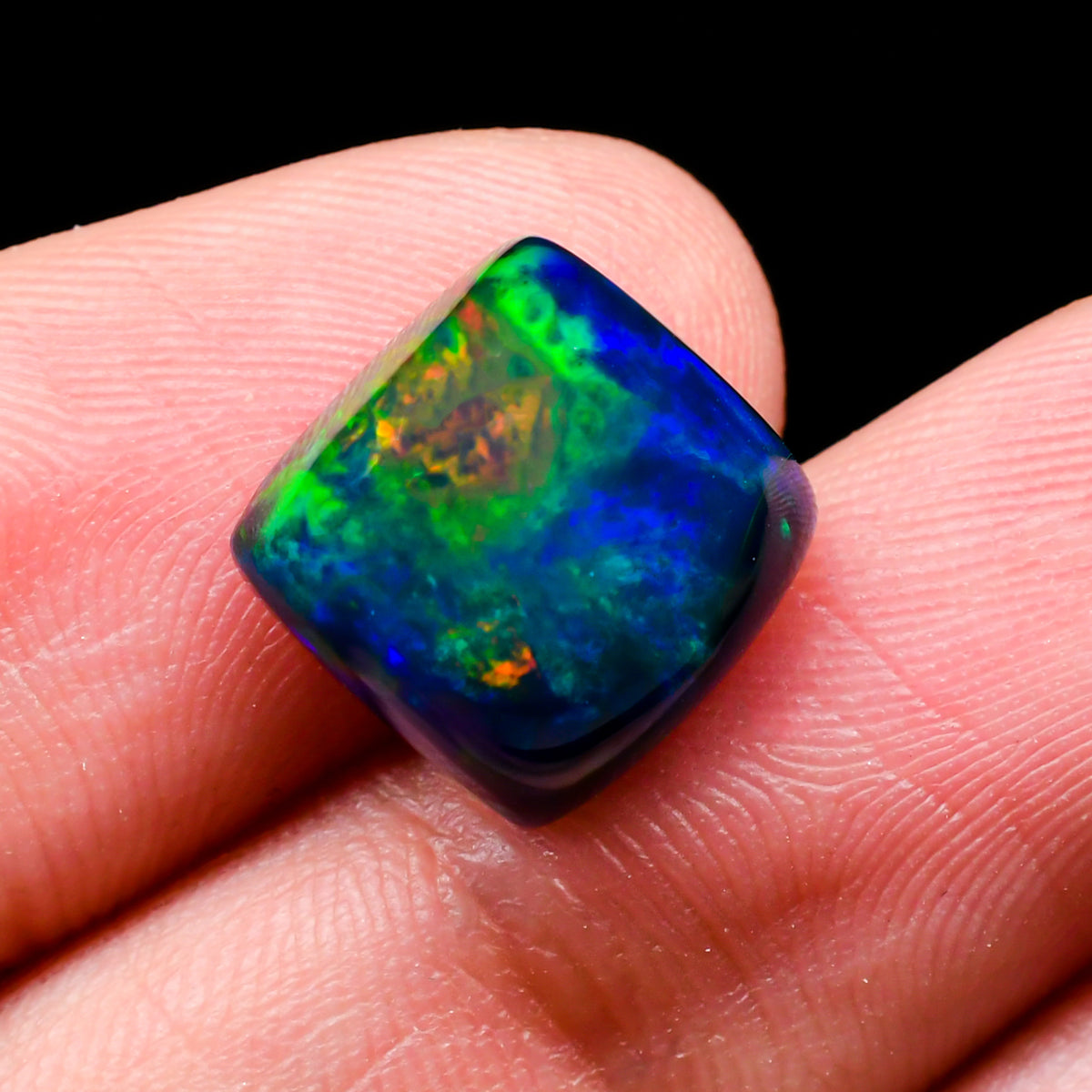 Black Ethiopian Opal Cushion Cabochon Loose Gemstone - photo 3