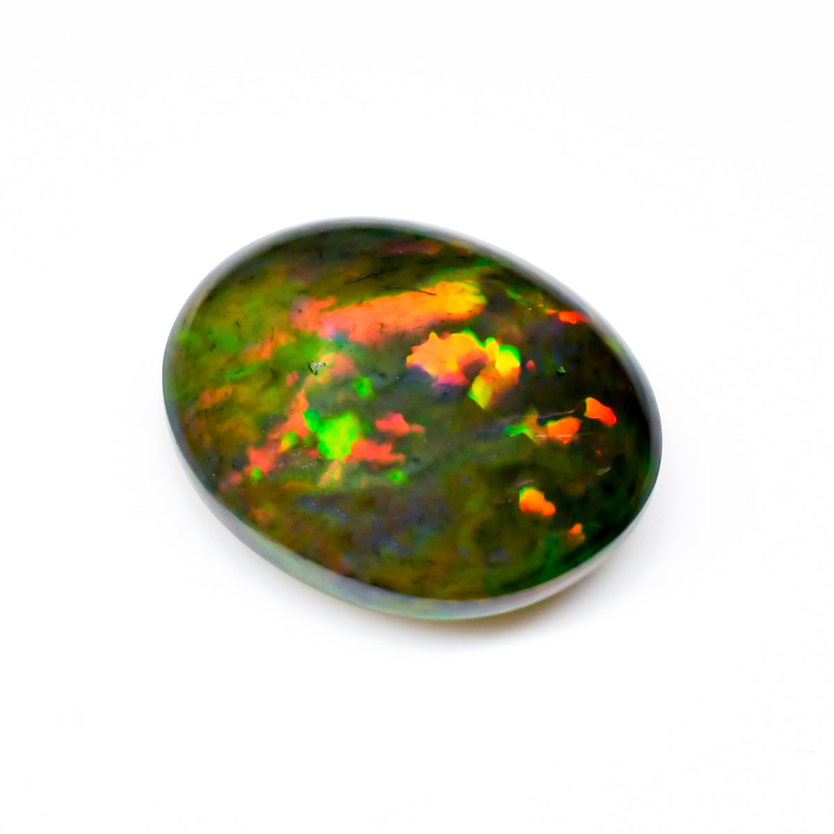 Wonderful Natural Fire Opal Black Oval Cabochon - Ethiopian Opal Jewelry