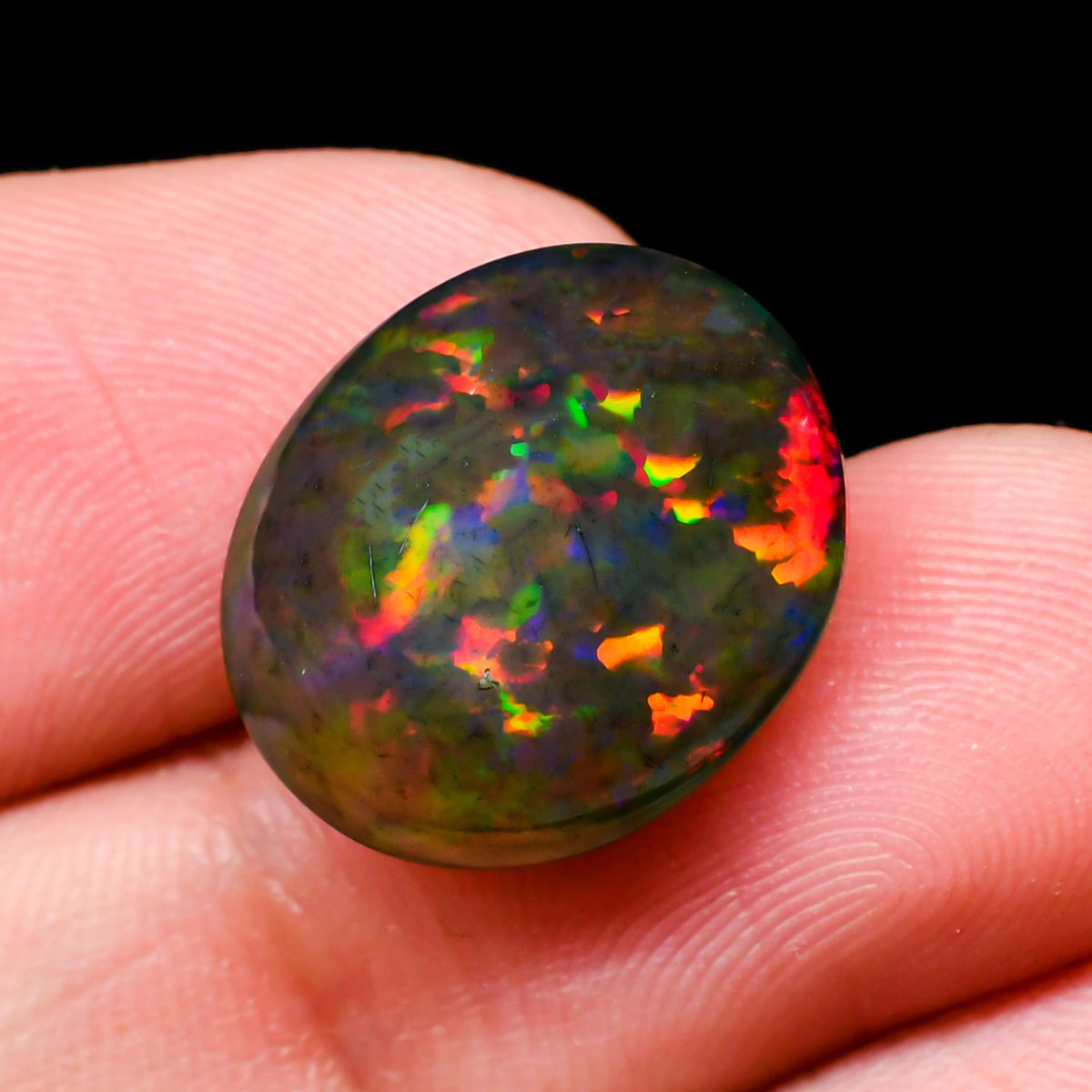 Fire Opal Black Oval Cabochon Loose Gemstone - photo 3