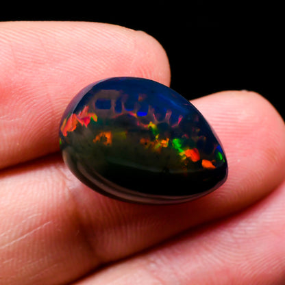 Dazzling Black Opal Gemstone in Pear Cabochon Cut – A Loose Stone Choice for artisan Jewelry
