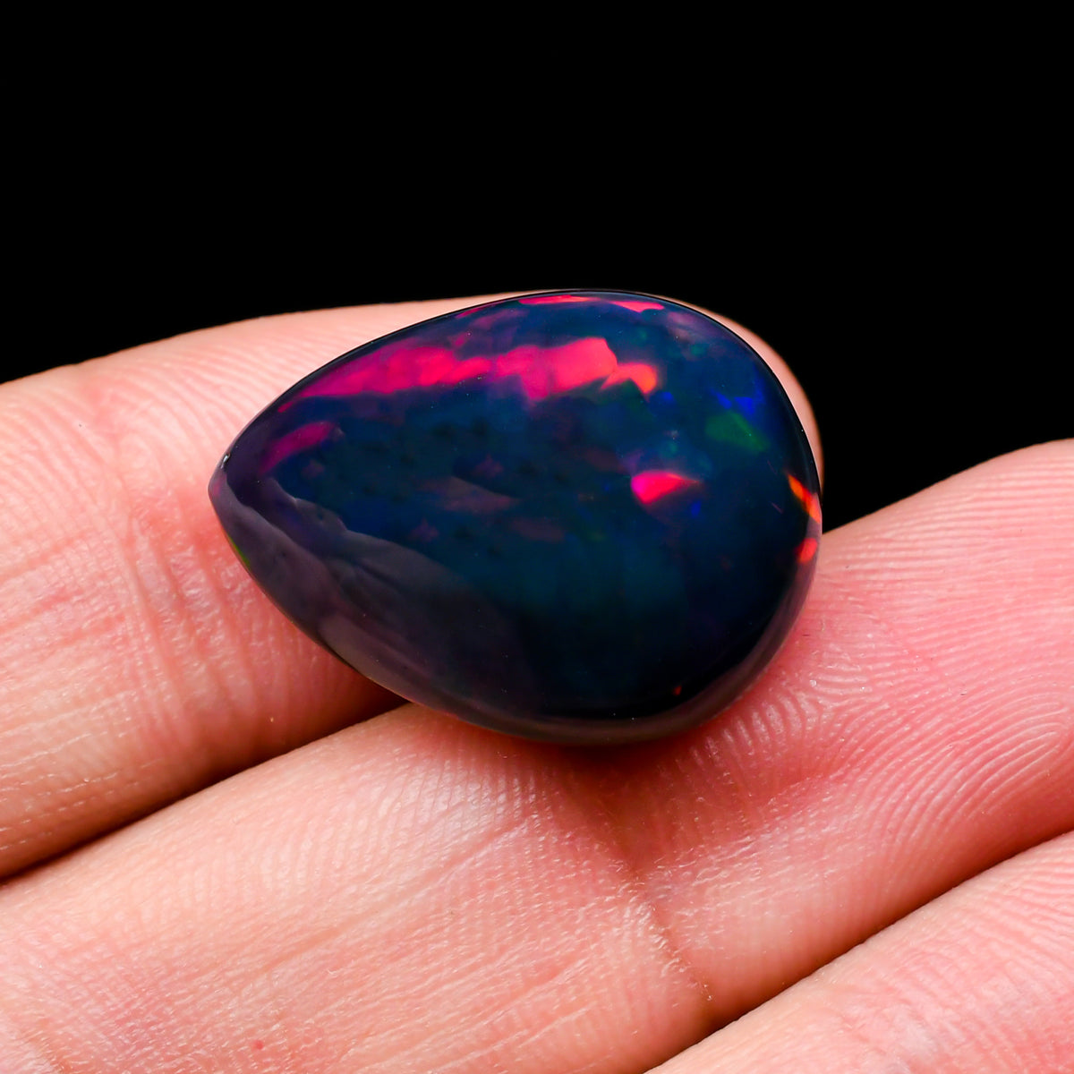 Excellent Real Black Opal Cabochon Loose Gemstone from Ethiopia - Precious Stones Opal