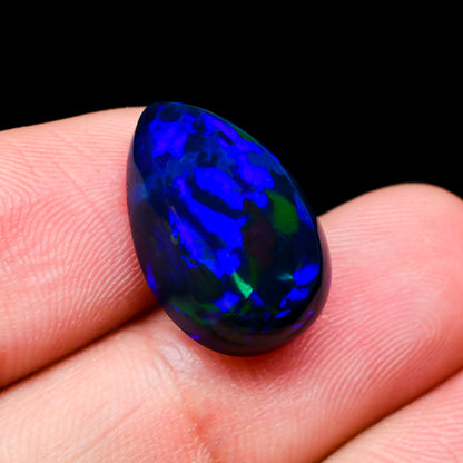 Gorgeous Black Fire Opal Gemstone In Pear Shape Loose Gemstone