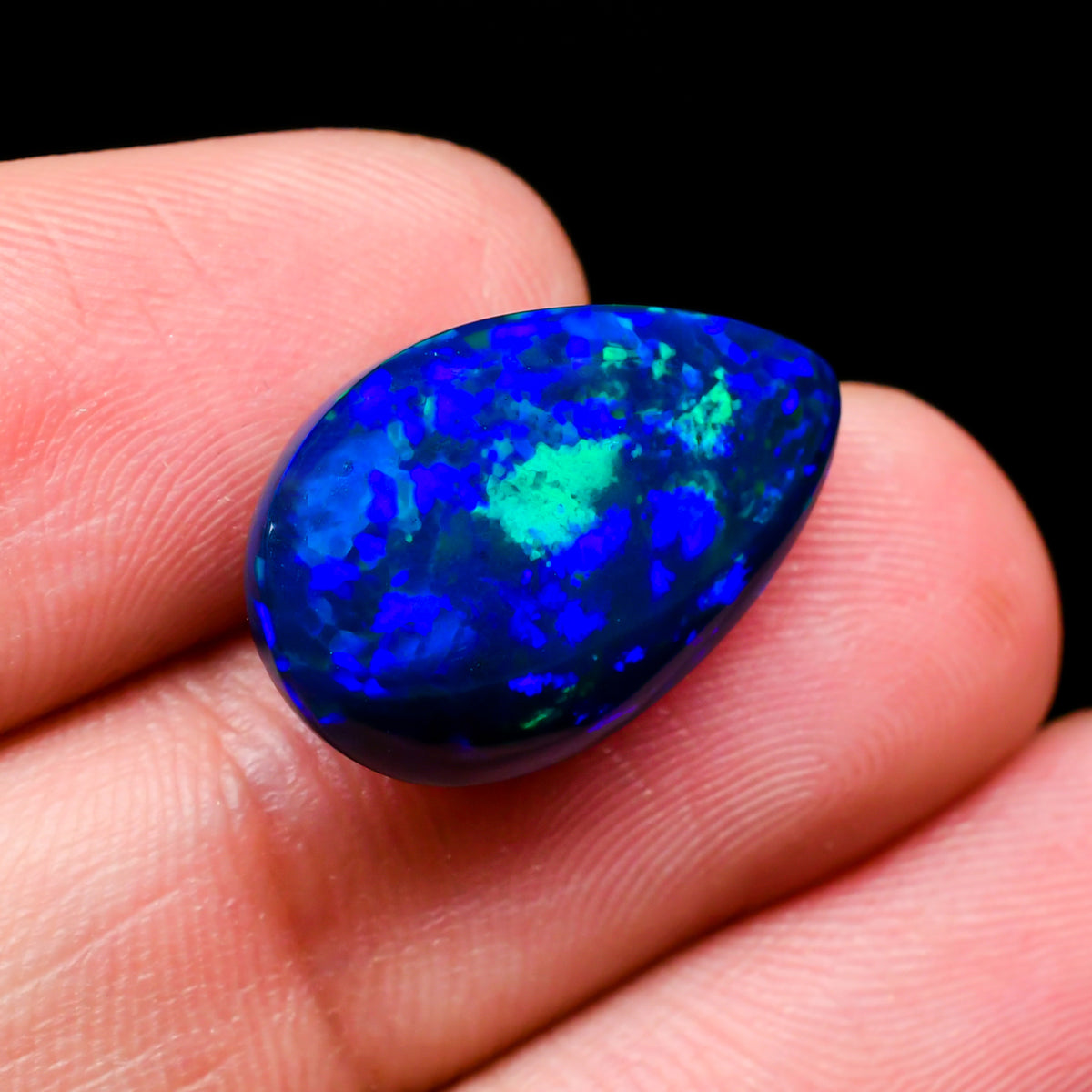 Splendid Black Opal Pear Cabochon – Natural Ethiopian Stone