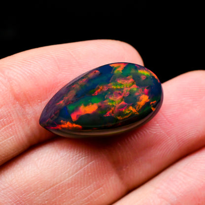 Black Opal Fire Pear Cabochon Loose Gemstone - photo 3