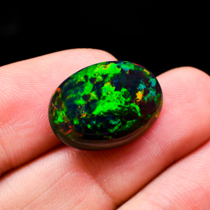 Supreme Black Opal Real Oval Shape Gemstone