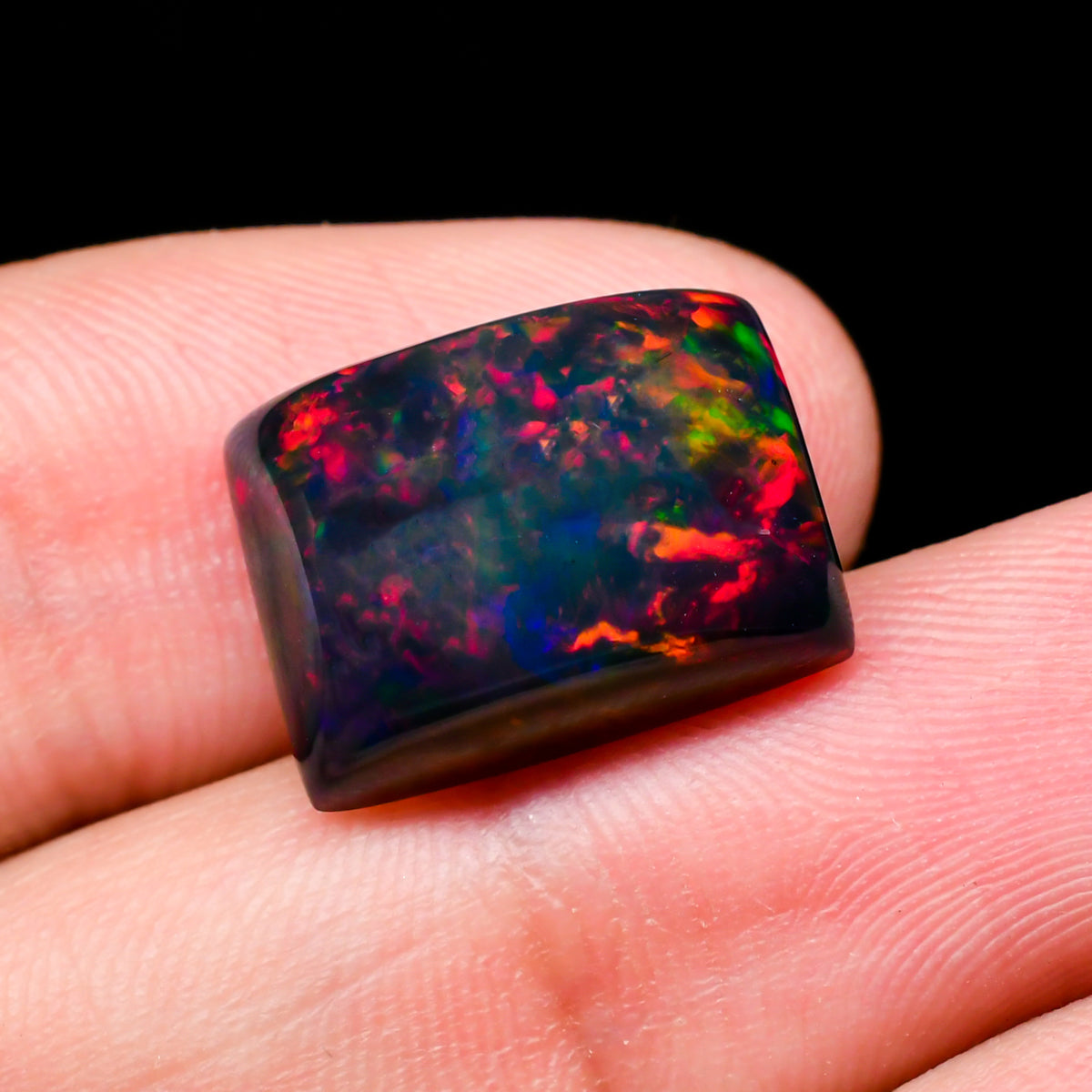 Black Opal Loose Gemstone In Radiant Shape, Natural Cabochon Cut For Handmade Accessories, Pendants, And Ring Settings