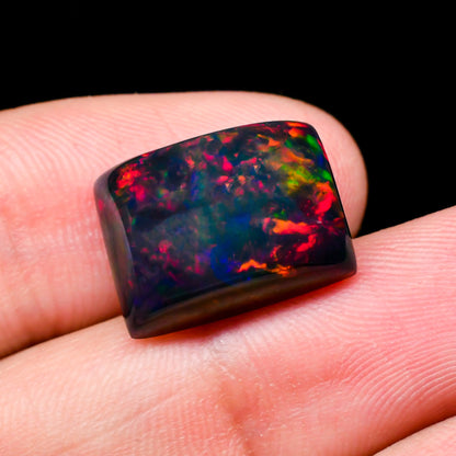 Black Opal Loose Gemstone In Radiant Shape, Natural Cabochon Cut For Handmade Accessories, Pendants, And Ring Settings