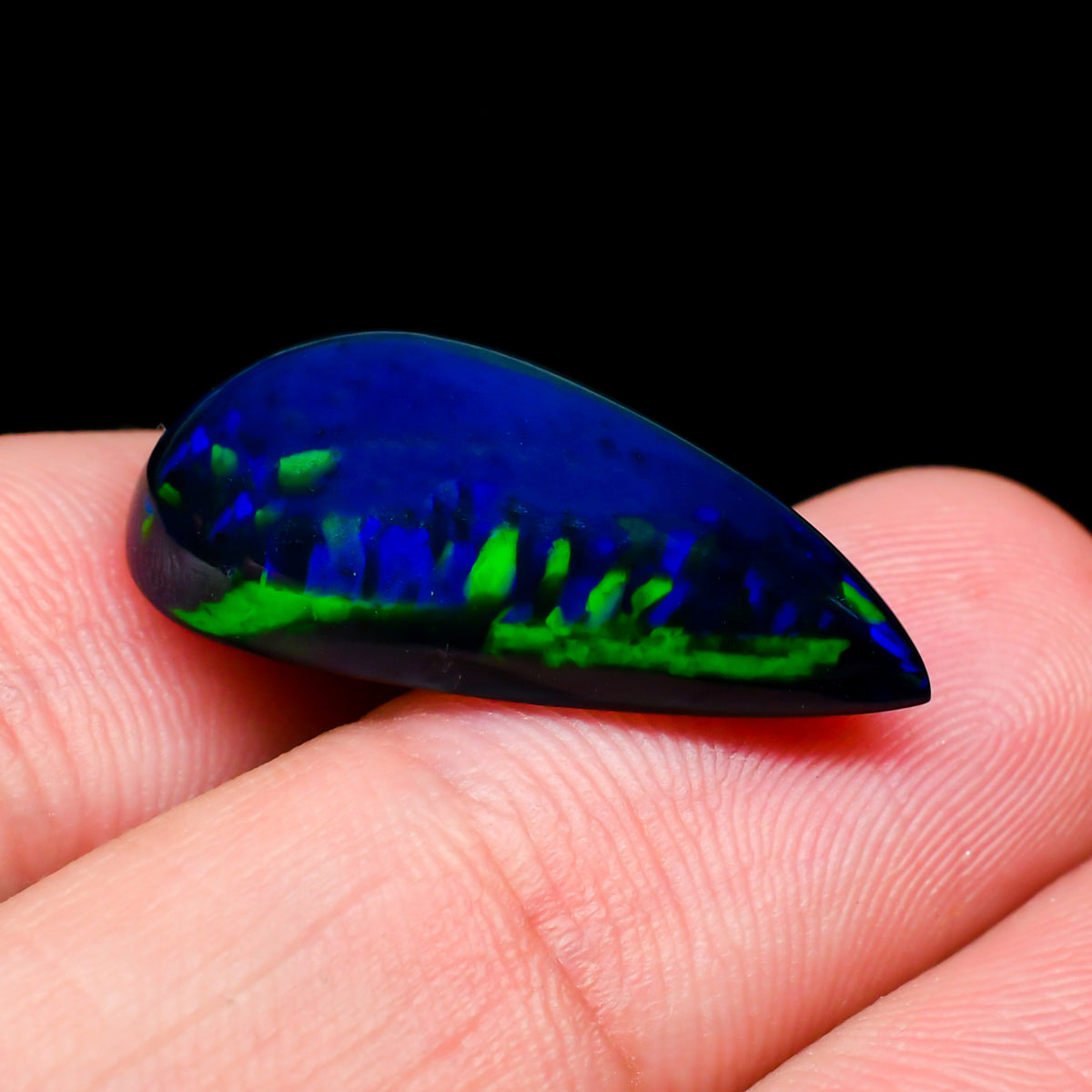 Black Ethiopian Fire Opal Pear Cabochon Loose Gemstone - photo 3