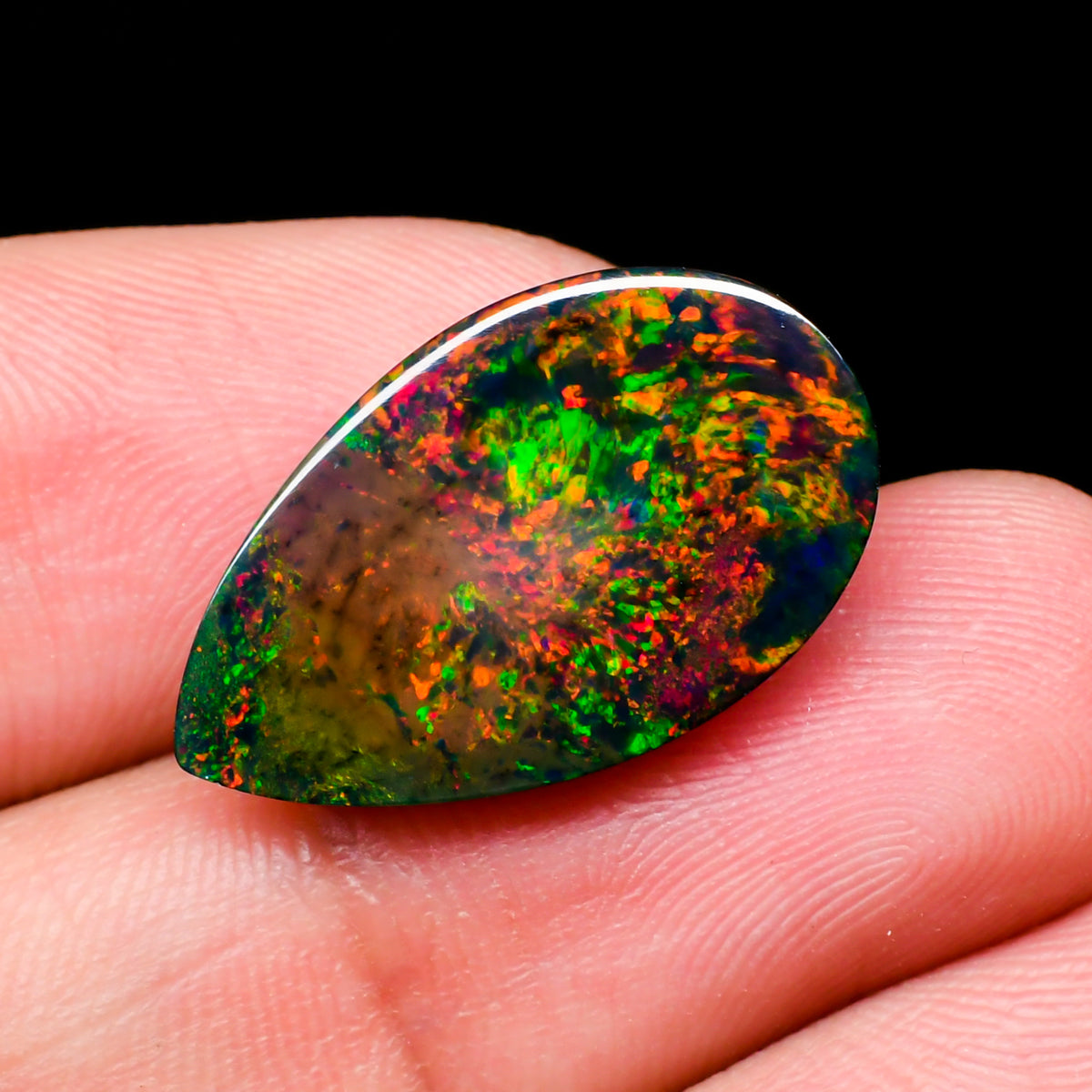 Black Opals From Ethiopia Pear Cabochon Loose Gemstone - photo 3