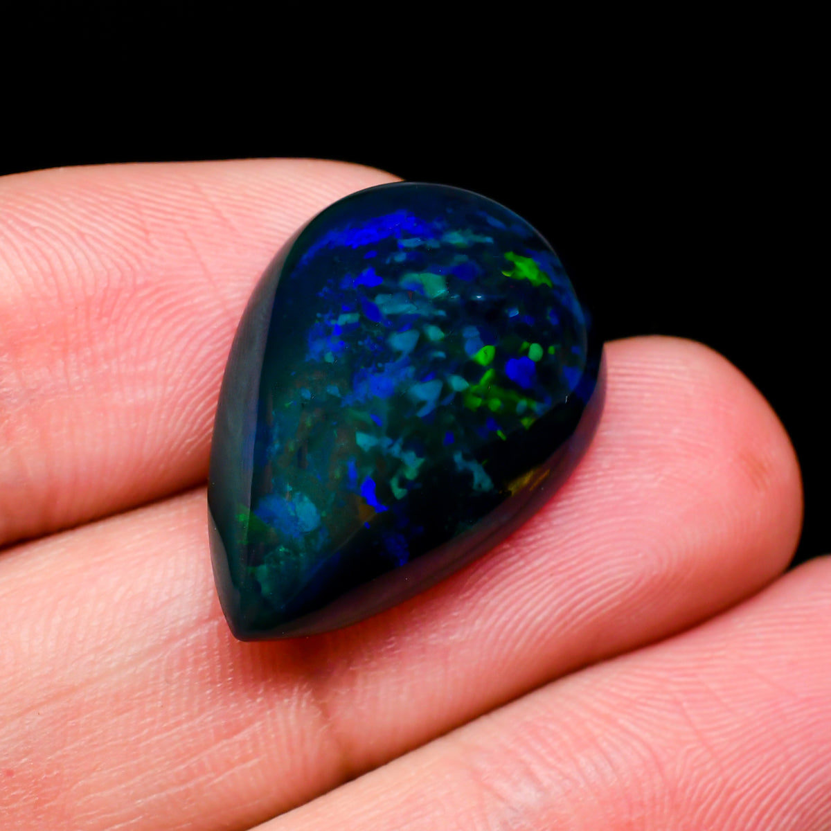 Black Ethiopian Opal Cabochon Pear Cabochon Loose Gemstone - photo 3
