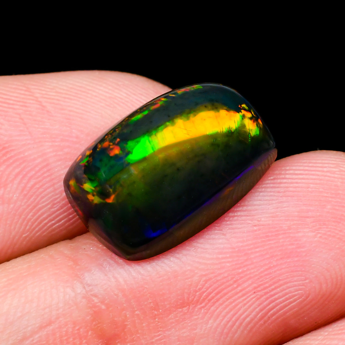 Black Welo Ethiopian Opal Radiant Cabochon Loose Gemstone - photo 3