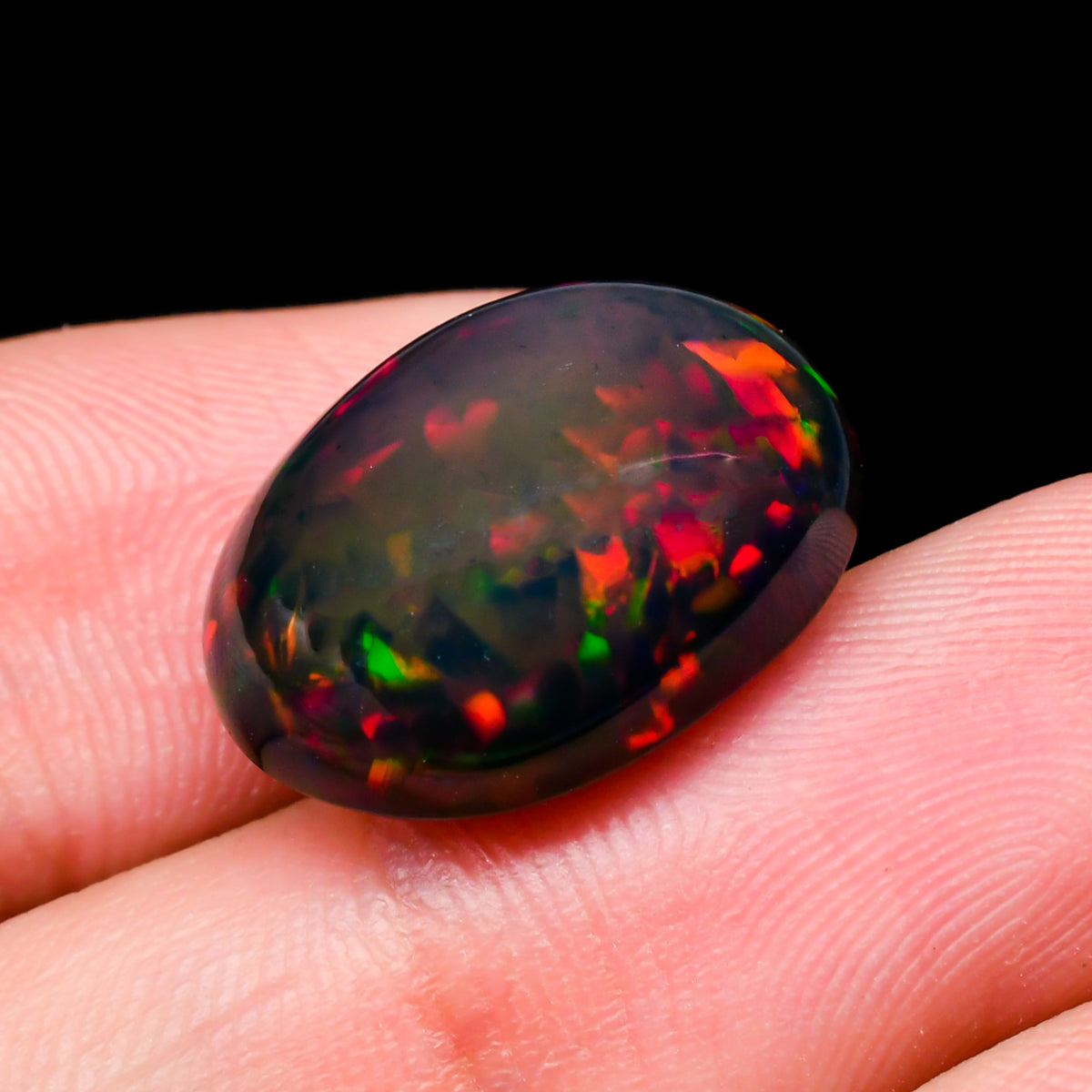 Ethiopian Welo Black Opal Oval Cabochon Loose Gemstone - photo 3