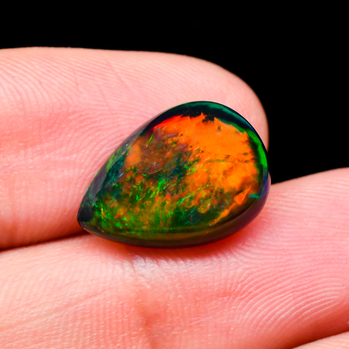 Black Opalescent Stone Pear Cabochon Loose Gemstone - photo 3