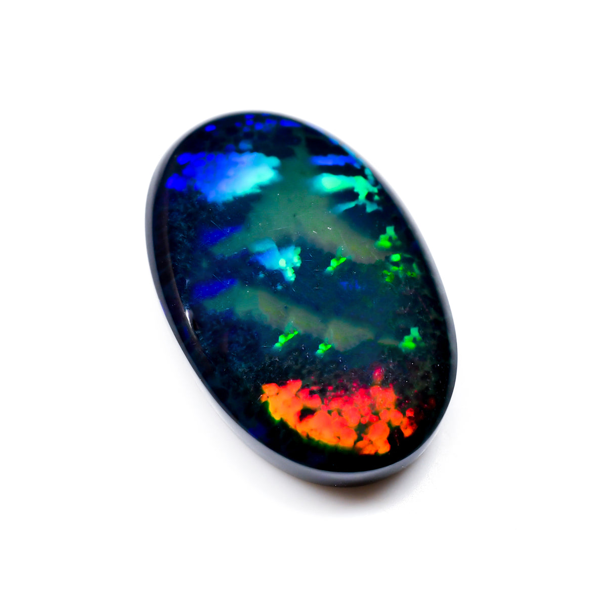 Fire Black Opal Oval Cabochon Loose Gemstone - photo 2