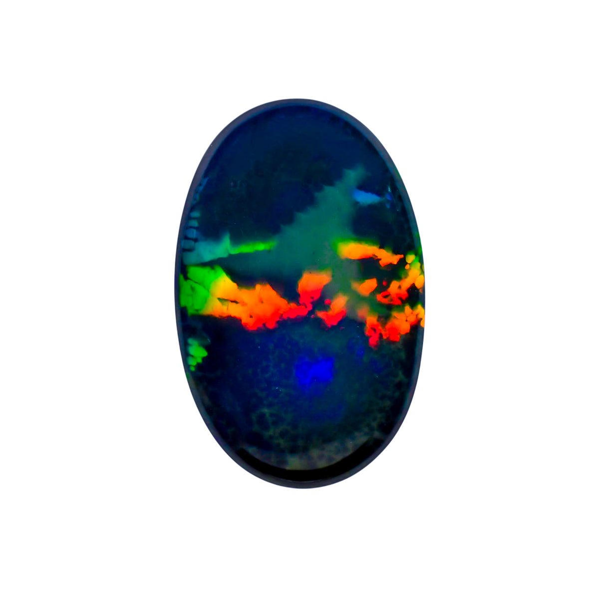 Fire Black Opal Oval Cabochon Loose Gemstone - photo 1