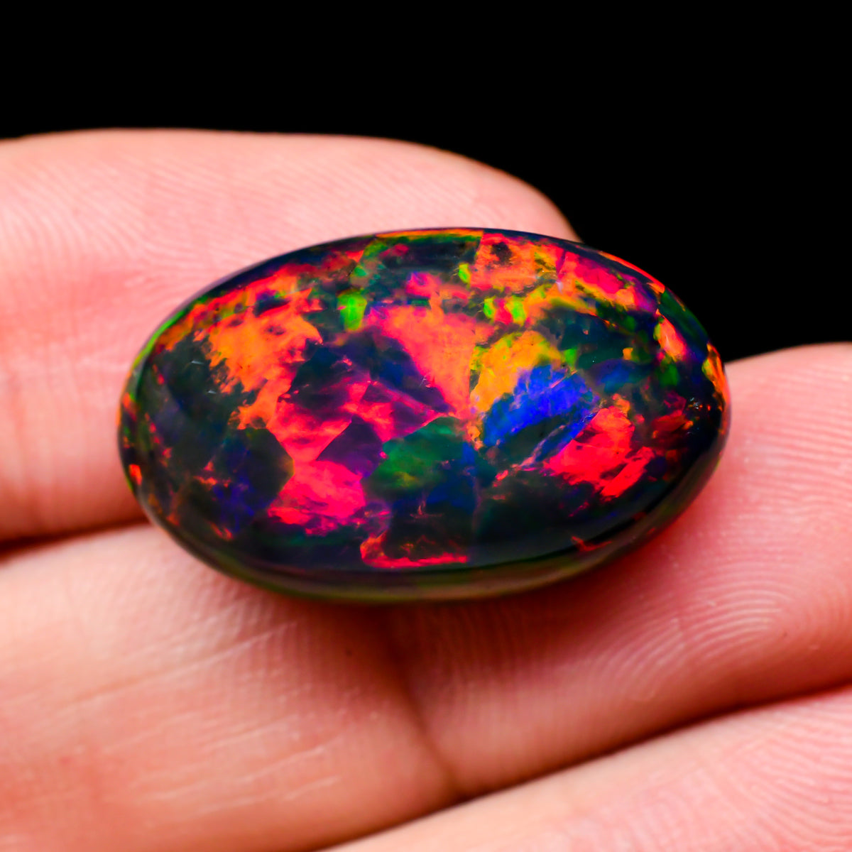 Black Ethiopian Opal Oval Cabochon Loose Gemstone - photo 3