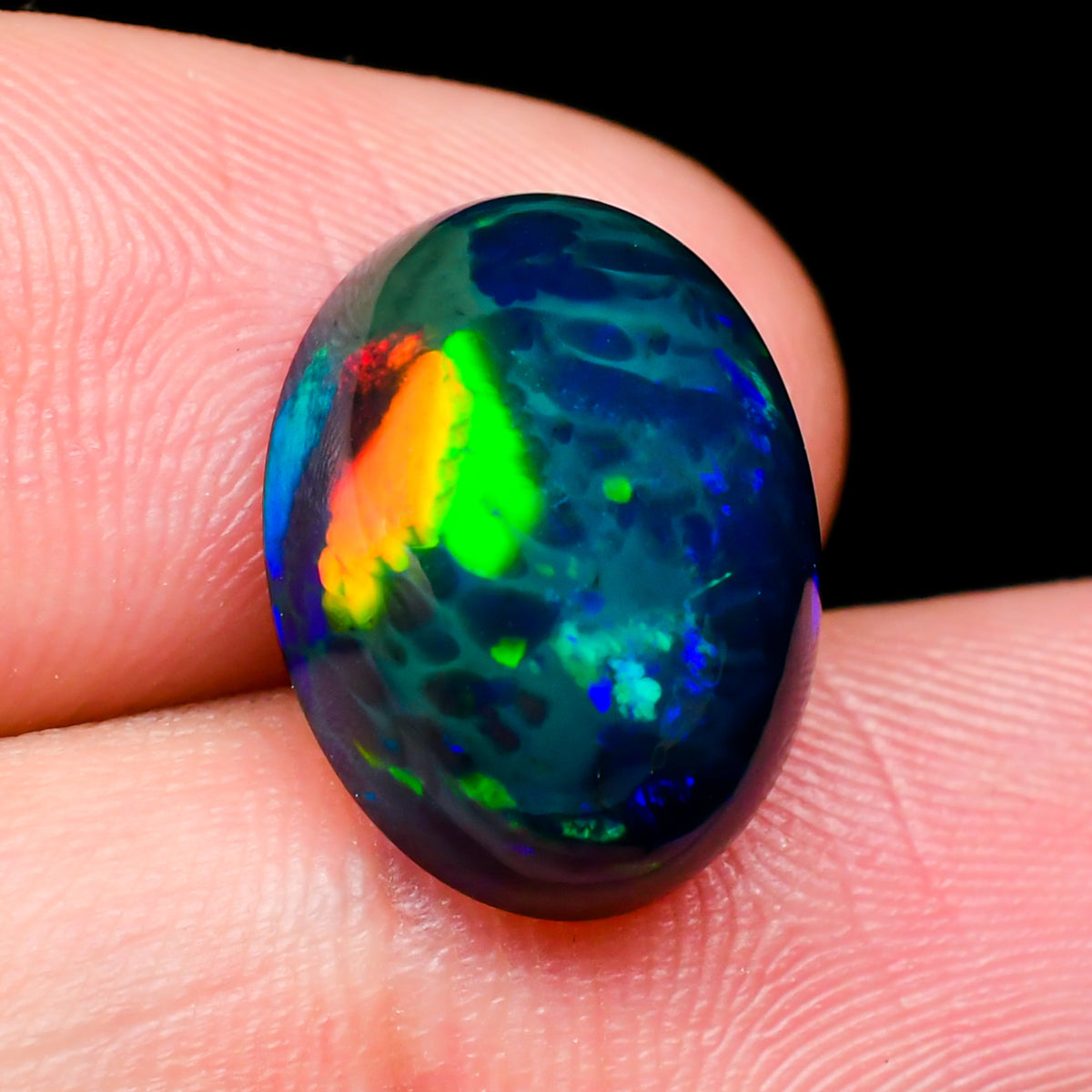 Fire Opal Black Oval Cabochon Loose Gemstone - photo 3