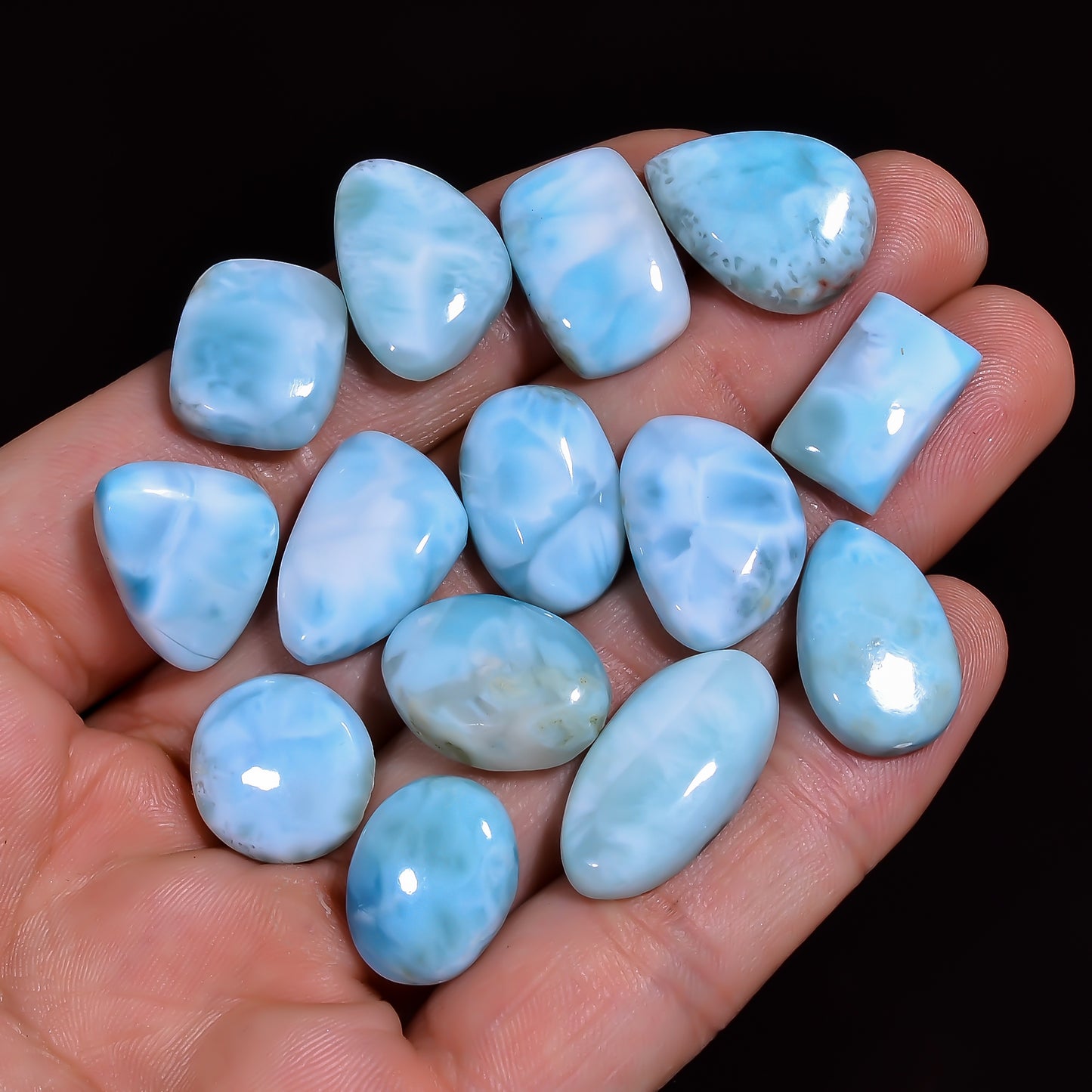Natural Larimar Gemstone, Dominican Blue Larimar Cabochon, Pectolite Crystal, Healing Crystal 18-25 MM