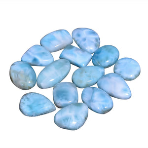 Natural Blue Larimar Cabochon Front View – Wholesale Gemstone Bulk