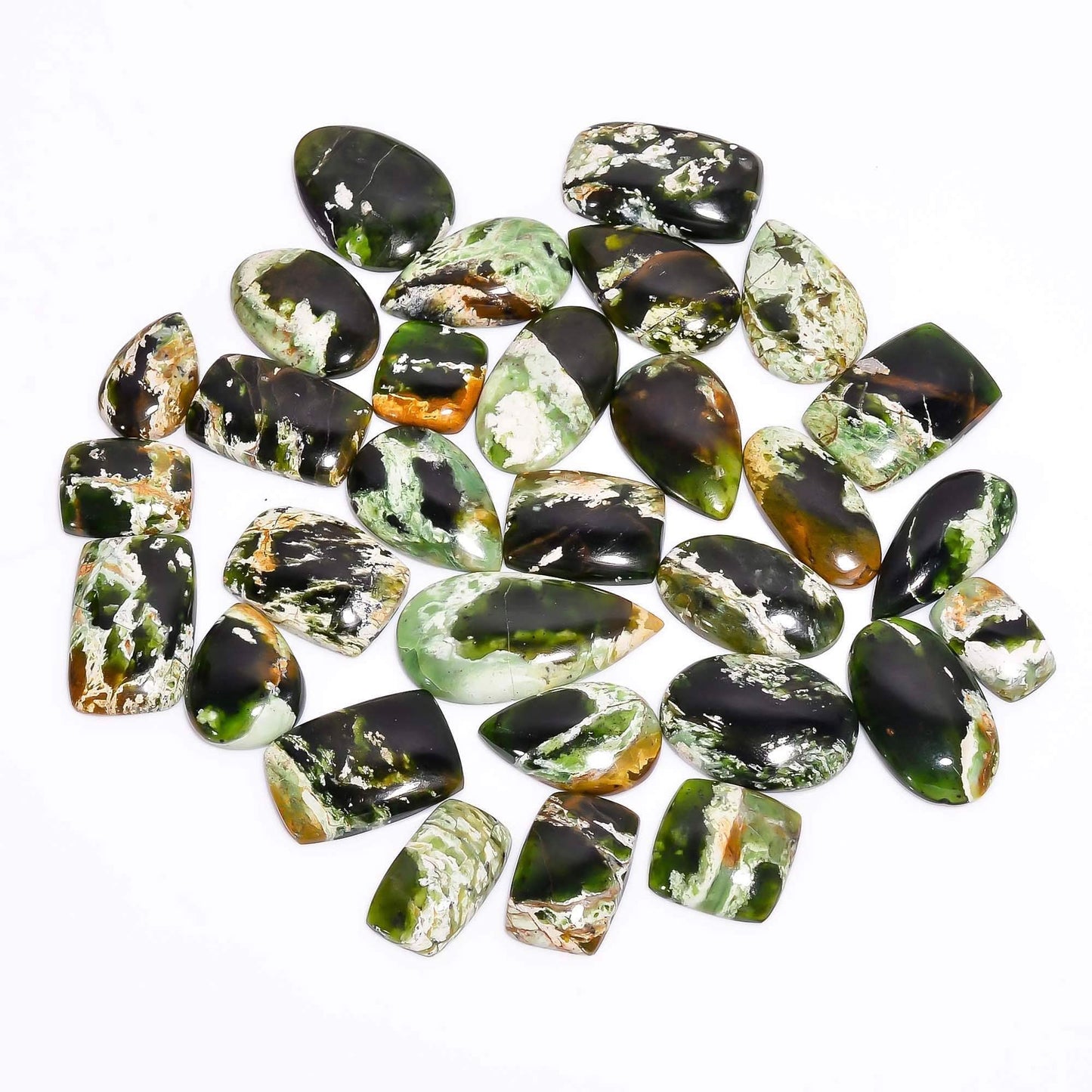 Natural Chrome Chalcedony Loose Cabochons (4–5 pcs)