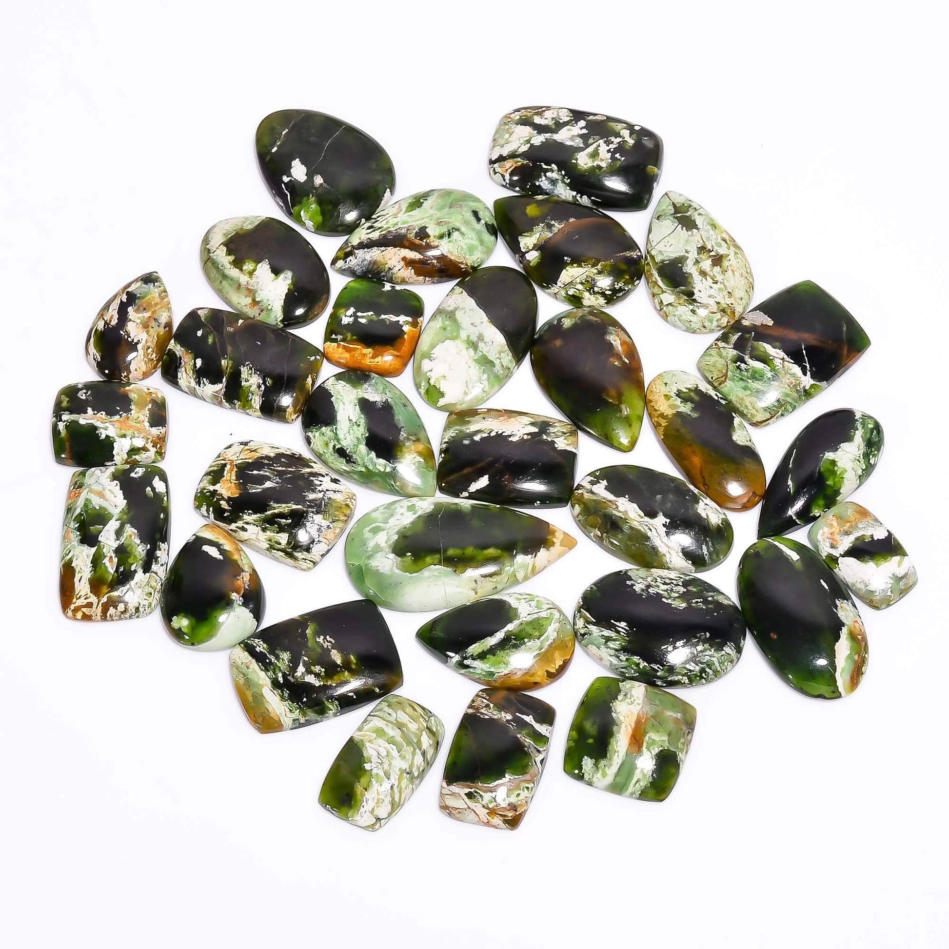 Natural Chrome Chalcedony Loose Cabochons (4–5 pcs)