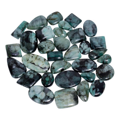 Green Emerald Stone Cabochons – Mixed Shapes 20-35mm for Jewelry, DIY & Healing Crystals (Bulk 3-4 pcs)