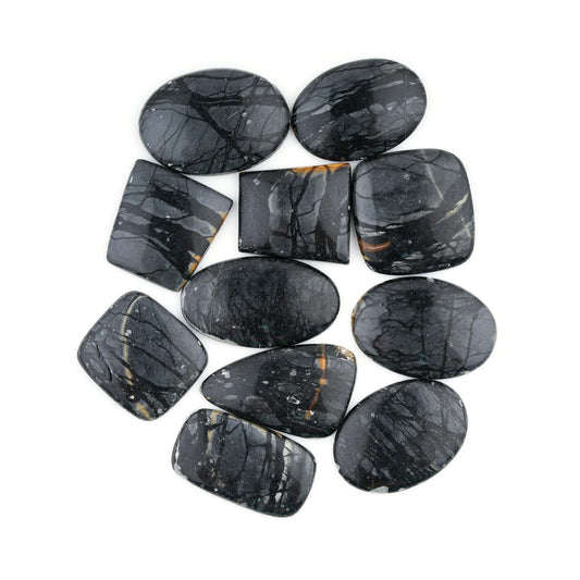 Natural Picasso jasper cabochons with abstract line patterns for jewelry