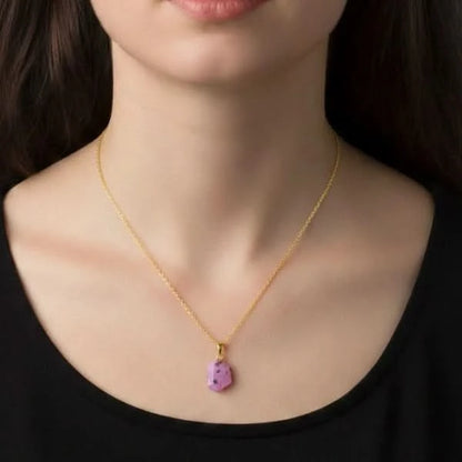 Handcrafted Natural Raw Ruby Crystal Pendant Necklace for Women