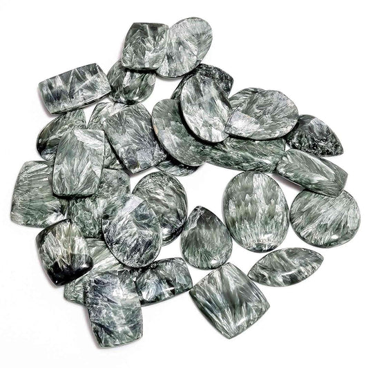 Natural Seraphinite Gemstone Cabochons 100 Carats Lot for Jewelry Making