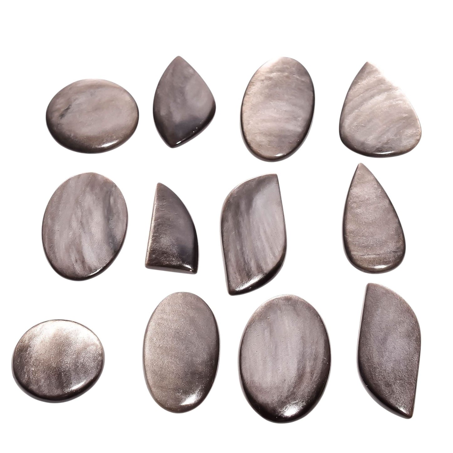 Natural Silver Sheen Obsidian Gemstone Cabochons for Jewelry Making