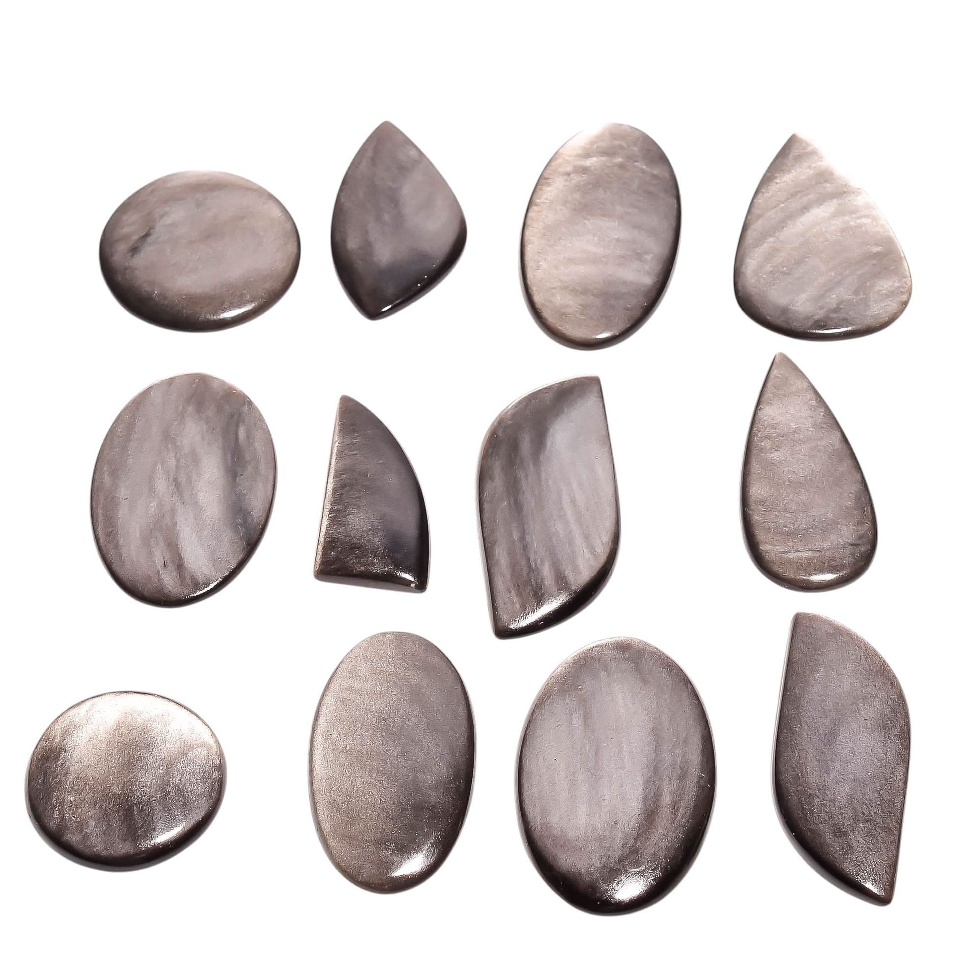Natural Silver Sheen Obsidian Gemstone Cabochons for Jewelry Making