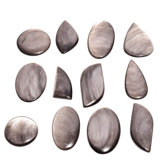 Natural Silver Sheen Obsidian Gemstone Cabochons for Jewelry Making