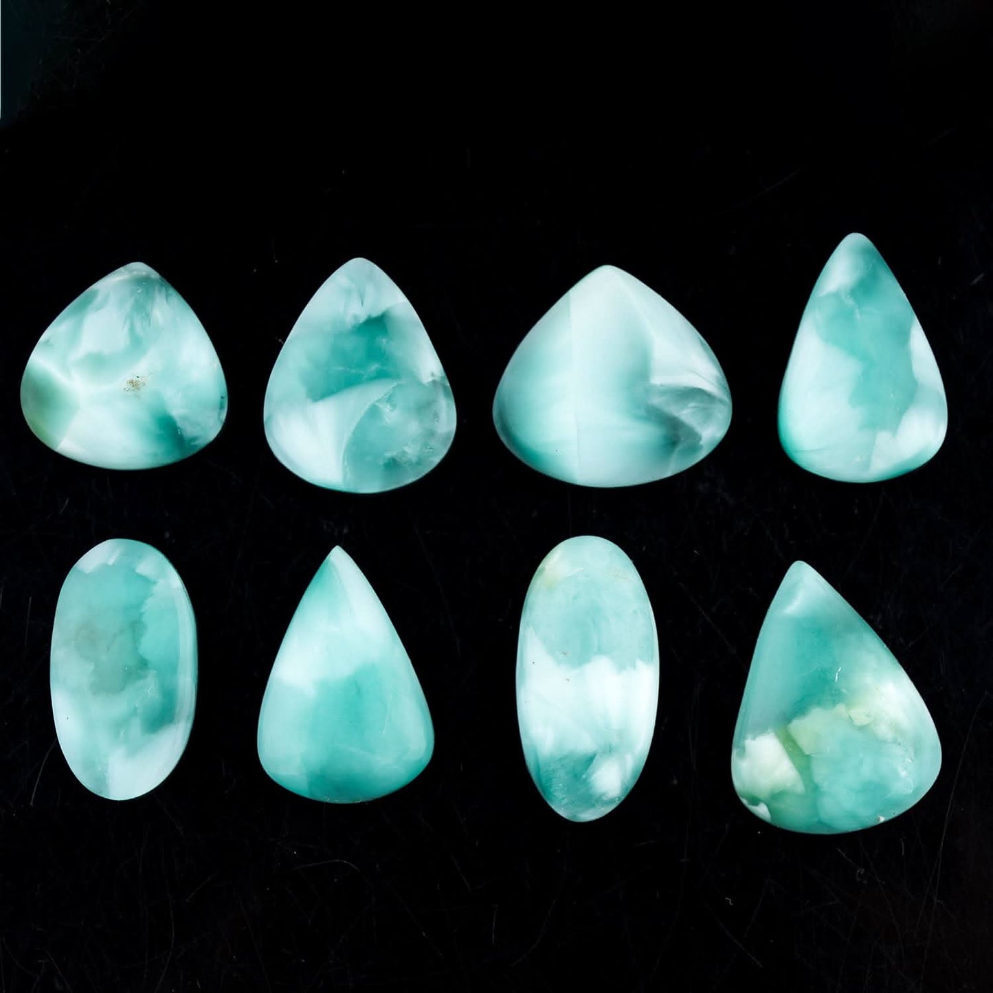 Natural blue hemimorphite cabochon stones for jewelry making