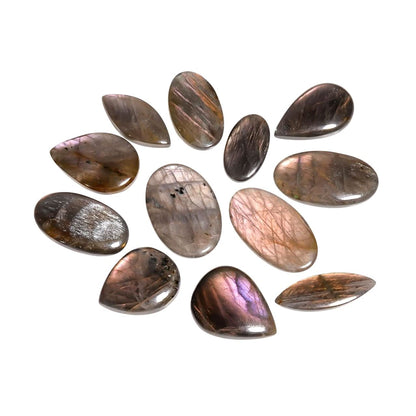 Natural brown labradorite gemstone cabochons for jewelry making.