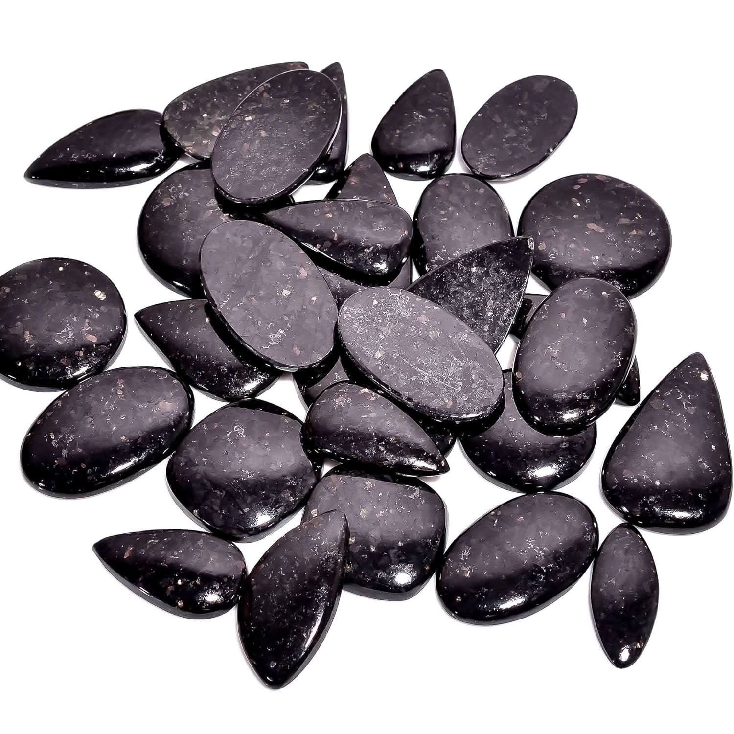 Natural golden nuummite gemstone with iridescent flashes