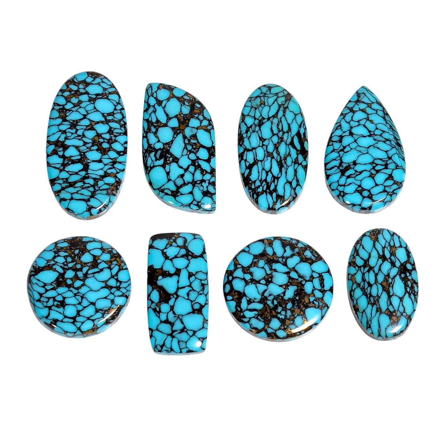 Oyster Copper Turquoise gemstone cabochon with natural copper matrix pattern