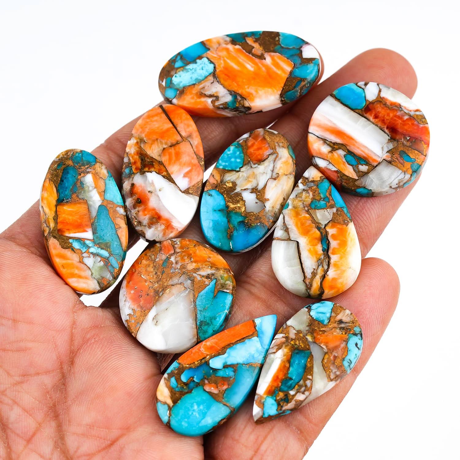 Oyster Copper Turquoise gemstone surface texture detailed close view