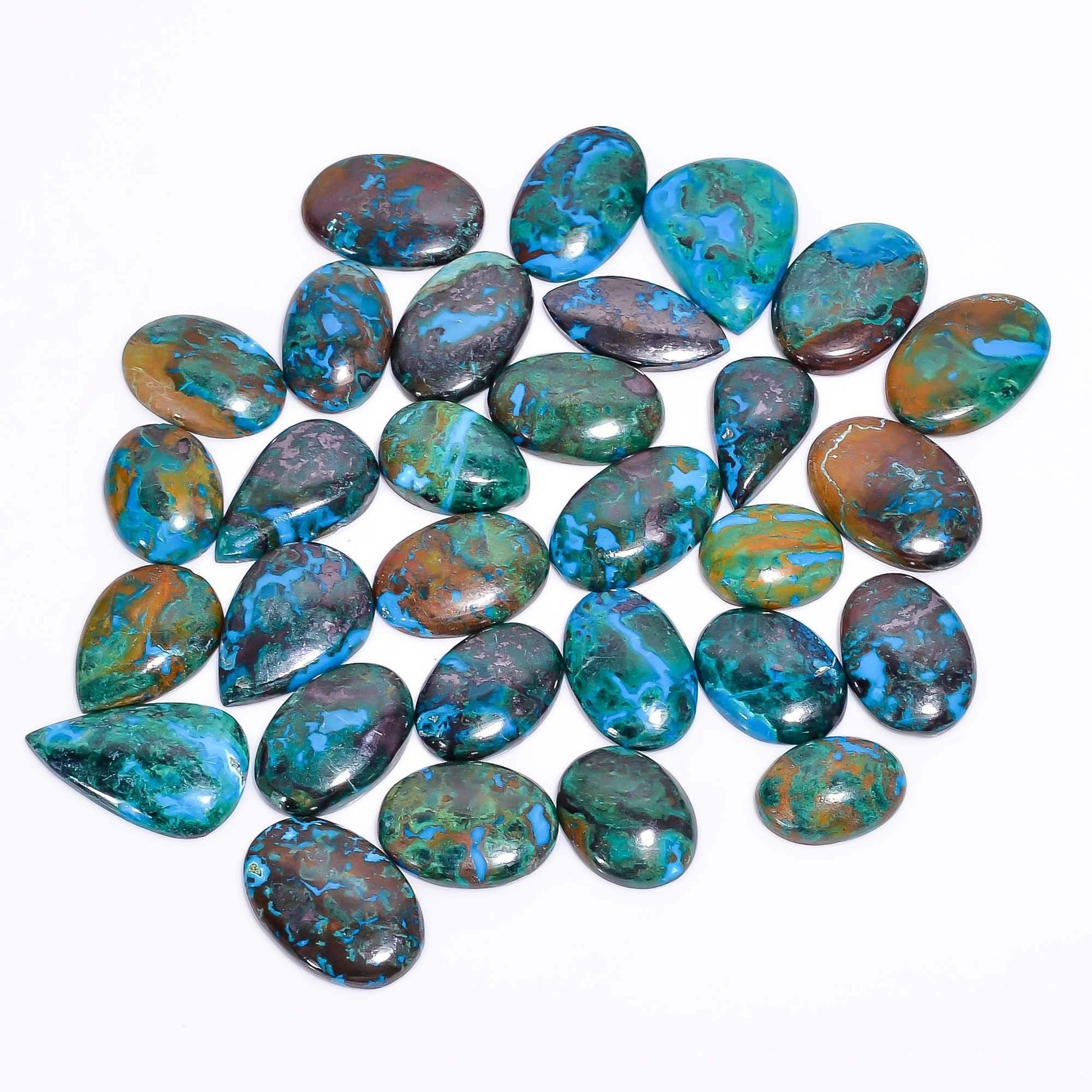 Parrot Wing Chrysocolla Gemstone Cabochon Lot