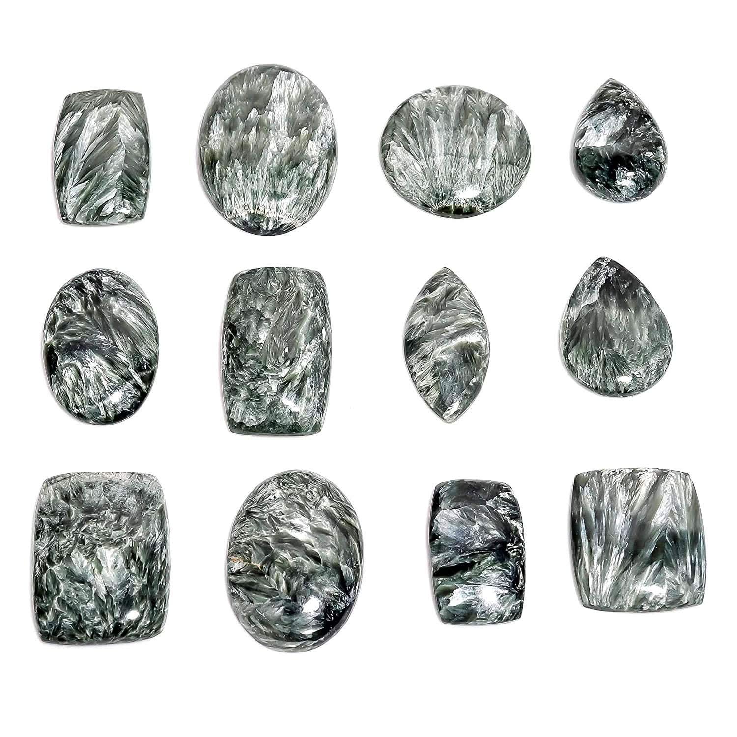 Polished Seraphinite Crystal Loose Gemstones for Wire Wrapping and DIY