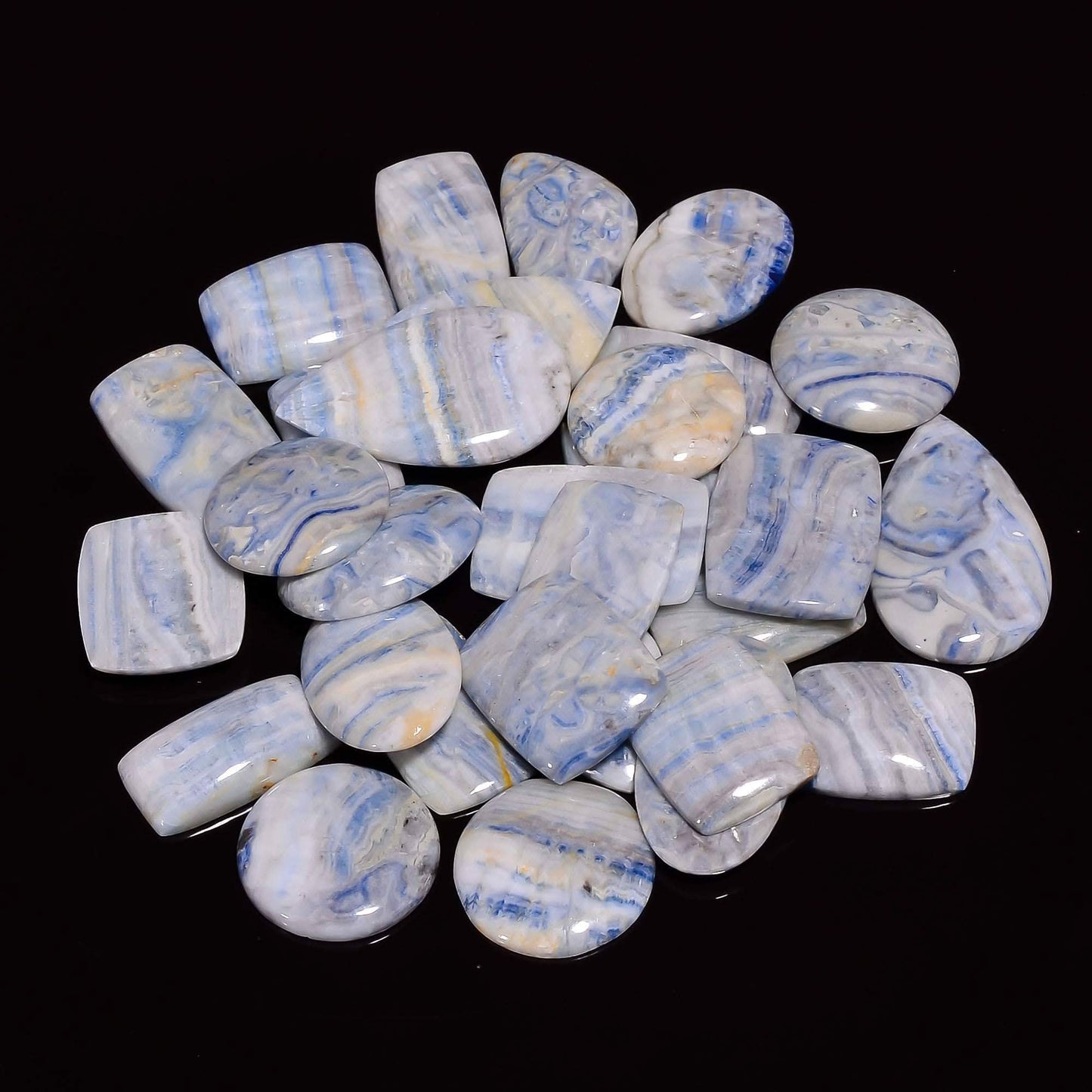 Shop natural blue scheelite gemstone cabochons now