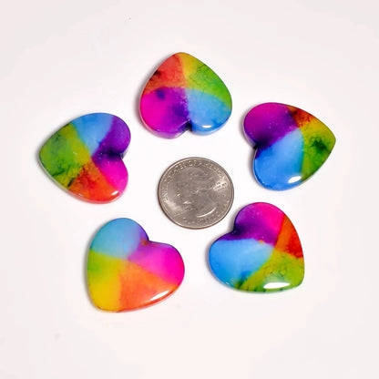 Polished heart quartz cabochon set