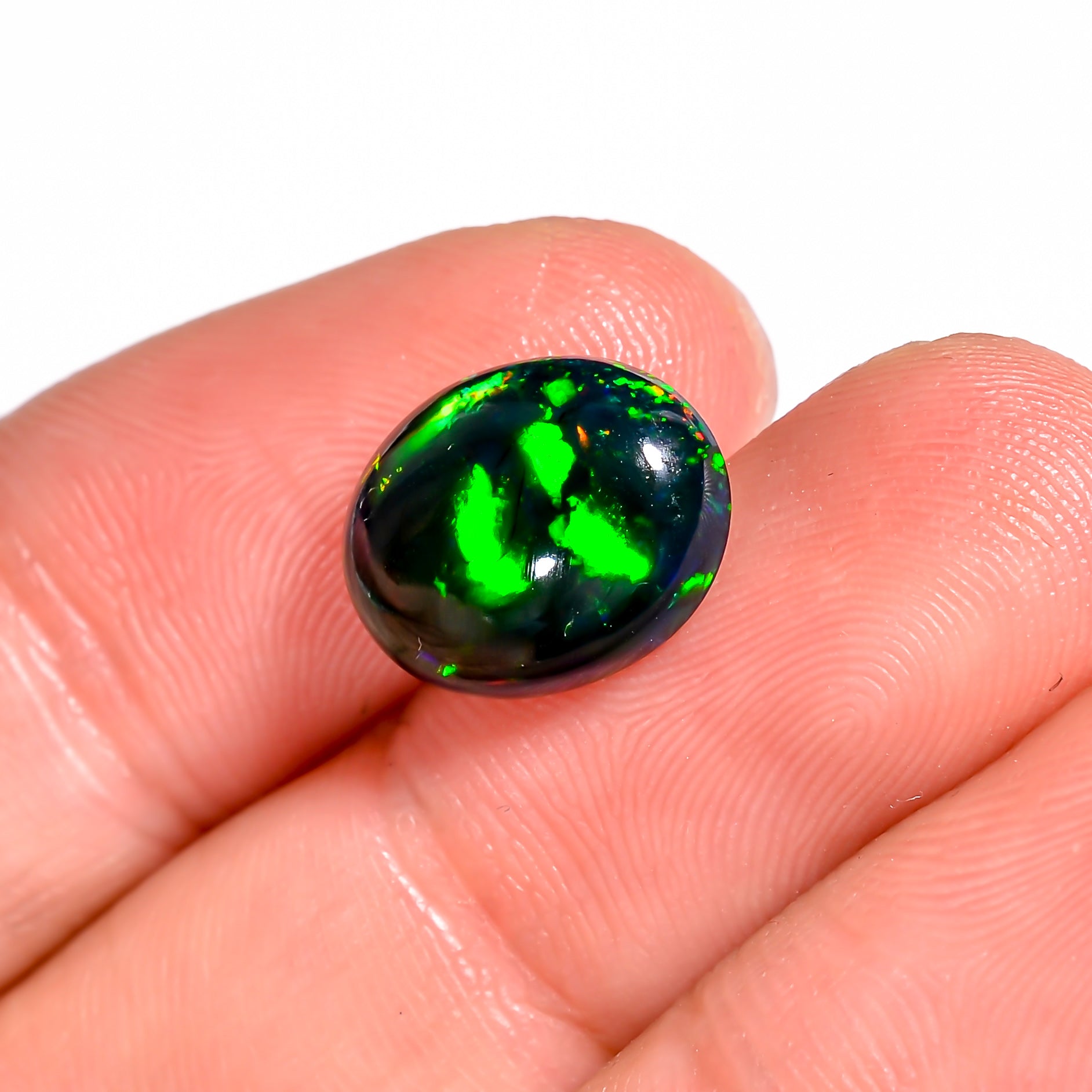 13x10x4 MM size Oval-shaped 3 Ct Black Ethiopian Opal Cabochon Stone