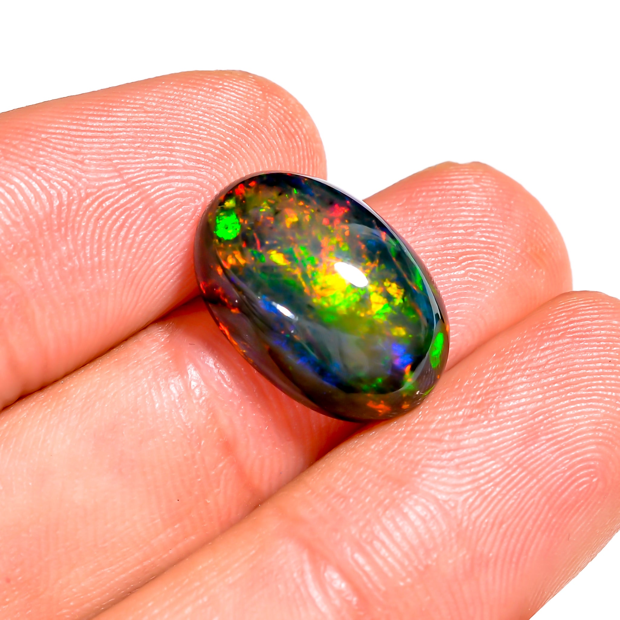 6CT Black Ethiopian Opal Cabochon - Oval Shape, 17X11X6 MM