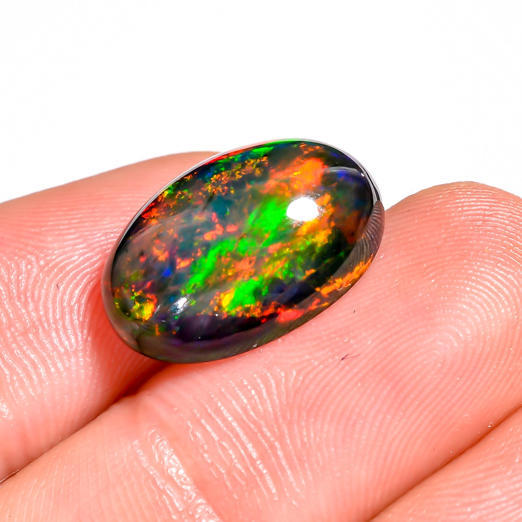 6CT Black Ethiopian Opal Cabochon - Oval Shape, 17X11X6 MM
