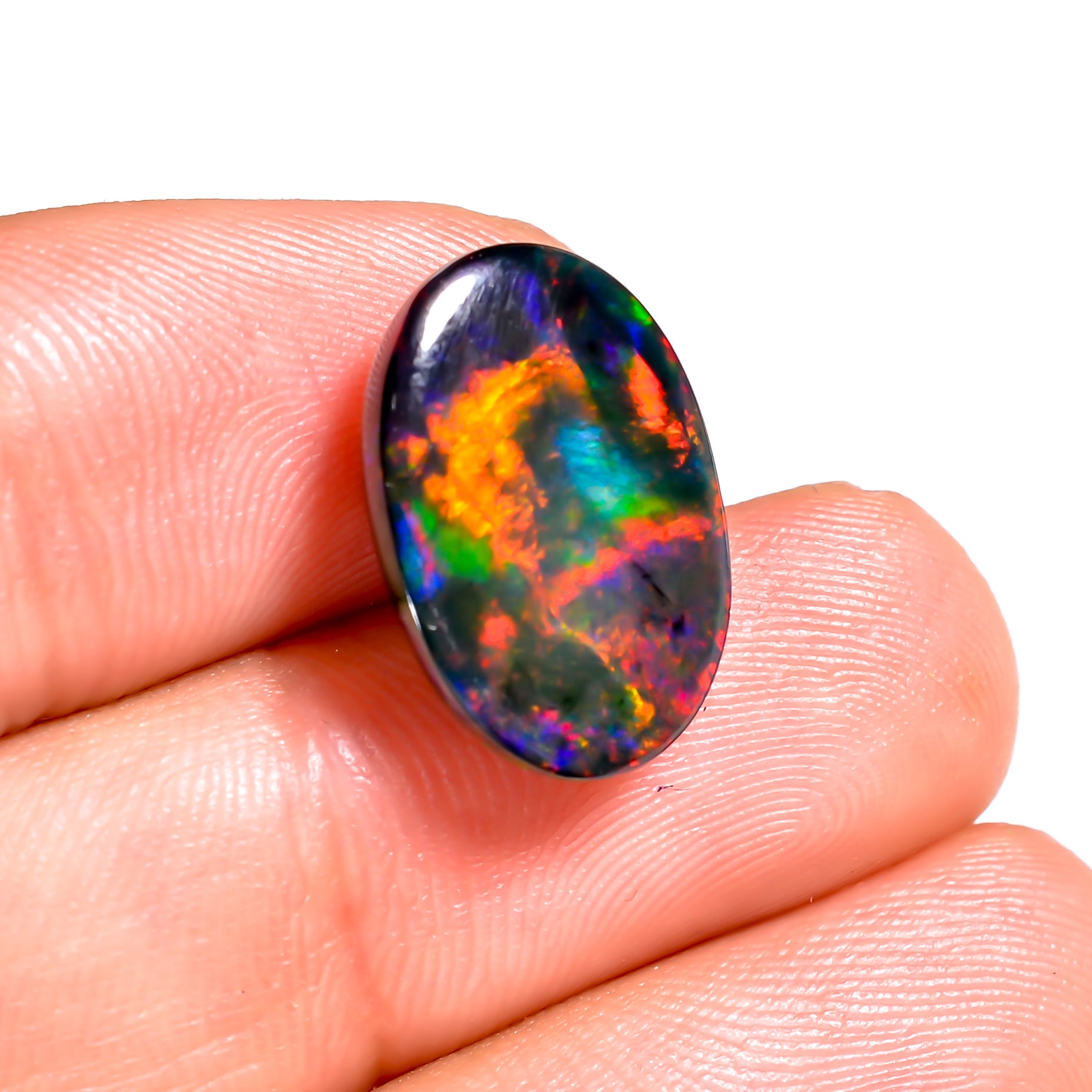 6CT Black Ethiopian Opal Cabochon - Oval Shape, 17X11X6 MM