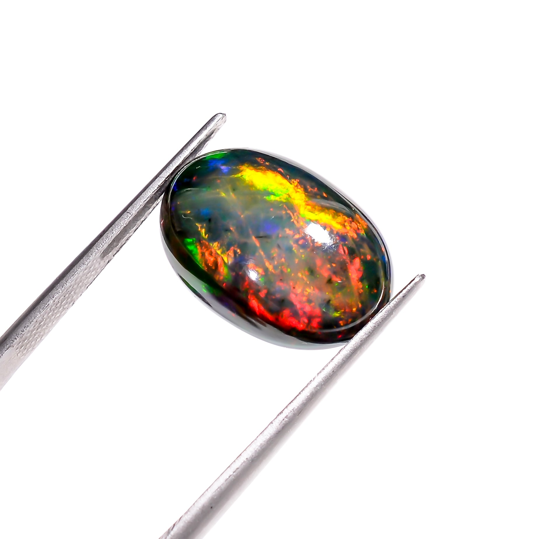 6CT Black Ethiopian Opal Cabochon - Oval Shape, 17X11X6 MM